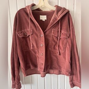 American Eagle Outfitters Cropped Corduroy Hooded Jacket